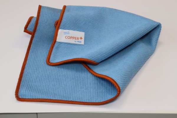 Mikrofasertuch Copper + blau, Kupferfäden (32x32cm)